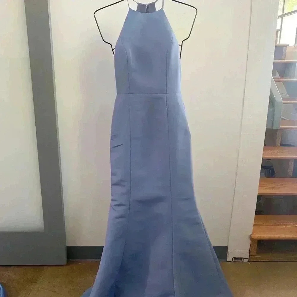 Amsale‎ blue bridesmaid maxi dress 0